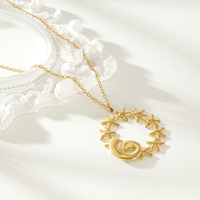 Ensemble de bijoux en acier inoxydable plaqué or 18 carats, style océan, étoile de mer et coquillage