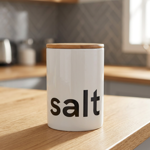 Tarro de Cerámica para Sal y Especias de 750 ml con Tapa de Bambú, Accesorio de Cocina Ecológico y Elegante con Función de Conservación de Frescura - Product Image 3