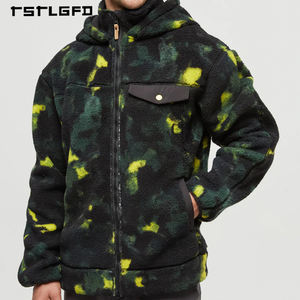Custom <b>Men's</b> <b>Sherpa</b> <b>Jacket</b> Heavyweight Oversized Eco-Friendly <b>Fleece</b> Active Wear Hooded Camo Waterproof Windproof Breathable - Product Image 2