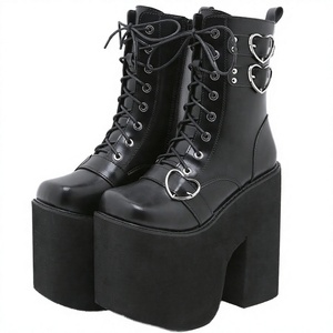 Bottes à plateforme épaisses pour femmes, style punk gothique, avec logo personnalisé, en PU, à talons très hauts, pour l'automne, mode - Product Image 2