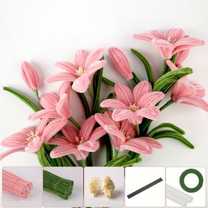 Forever Blooming Pink Lily Bouquet DIY Pipe Cleaner Flower <b>Craft</b> <b>Kit</b> a Heartfelt Handmade Gift for Loved Ones - Product Image 3