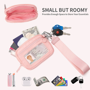 Custom Logo Nylon Keychain <b>Bag</b> with Wrist Strap <b>Mini</b> Zipper Closure Coin Purse Girls Travel Accessory Multiple Colors Available - Product Image 6