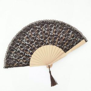 Éventail pliant en bois brodé coloré de 23 cm, artisanat chinois ancien, pour la danse - Product Image 2