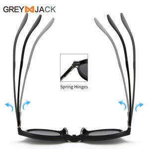 Lunettes de soleil Grey Jack, monture TR90, UV400, polarisées, charnières à ressort, unisexe, noir - Product Image 1