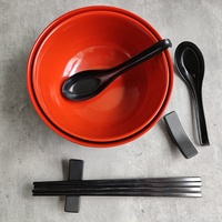 Service de table de restaurant japonais, grand bol à nouilles en mélamine bicolore avec baguettes