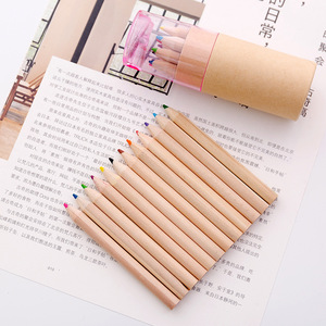 Özel logo kalem Mini altıgen Woodless renkli kağıt tüp içinde kalemtıraş ile kalem seti çocuk yuvarlak ahşap renkli kalemler - Product Image 4