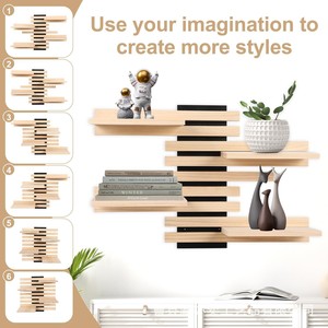 Wooden Wall Mounted Floating <b>Shelf</b> 4 Layers Solid Wood Multipurpose Storage <b>Rack</b> For Living Room - Product Image 4