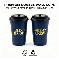 Gobelets en papier jetables à double paroi, antidérapants, gaufrés, avec feuille d'or, pour café et thé, 4, 8, 12 oz, avec couvercle, vente directe usine