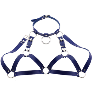 Harnais de corps en similicuir style punk Harajuku <span class=keywords><strong>Catwoman</strong></span> grande taille avec collier, soutien-gorge cage, sangles de poitrine réglables, motif cœur <span class=keywords><strong>sexy</strong></span> - Product Image 6