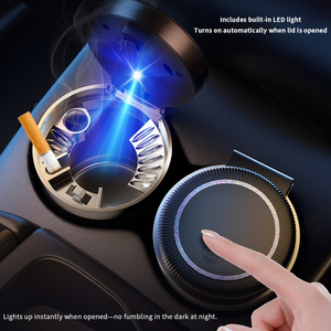Cendrier de voiture avec porte-gobelet, bande lumineuse LED, doublure ignifuge, amovible, résistant aux hautes températures, grande capacité - Product Image 5