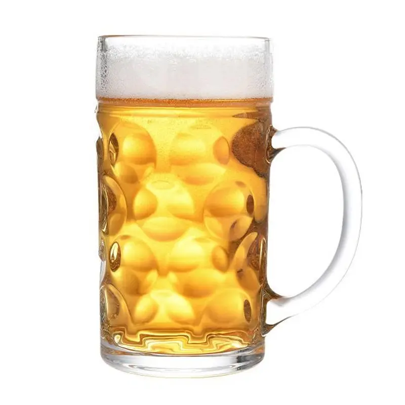 ขายร้อนโลโก้ที่กําหนดเอง 600ml Oktoberfest แก้วเบียร์เยอรมันพลาสติกคลาสสิกเบียร์เยอรมัน Stein พร้อมรูปร่าง Dimpled พร้อมที่จับ