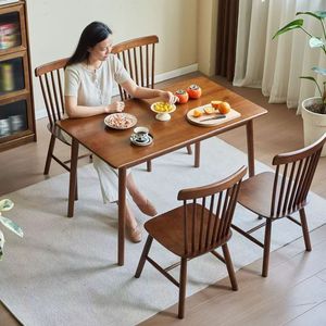 Ensemble <span class=keywords><strong>de</strong></span> table à manger en bois massif extensible avec 4 chaises, design moderne et simple, en bois d'hévéa, <span class=keywords><strong>prix</strong></span> <span class=keywords><strong>de</strong></span> gros - Product Image 5