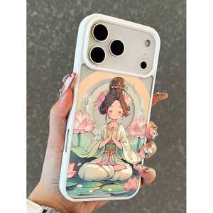 Coque de téléphone magnétique Lotus Blessing pour iPhone 11 à 17 Pro Max, en TPU souple, motif fleur blanche, unisexe - Product Image 1