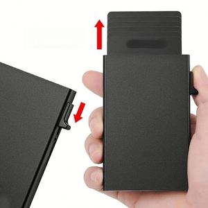 Portefeuille en aluminium fin de 3,94 pouces avec logo personnalisé, porte-cartes de crédit automatique à ouverture rapide, organisateur de monnaie compact et minimaliste, étui à cartes - Product Image 3