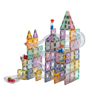 Azulejos magnéticos bloques de construcción magnéticos juguetes educativos pista de bolas de canicas juego de pista de carreras - Product Image 3