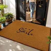 Tapis d'entrée personnalisé à motif floral, décoration de ferme, paillasson en polyester imitation fibre de coco pour vente en gros, tapis de sol extérieur