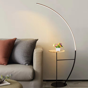 Lampe sur pied LED moderne de style nordique avec table d'appoint, lumière d'ambiance à <span class=keywords><strong>3</strong></span> couleurs réglables pour salon et chambre - Product Image 3