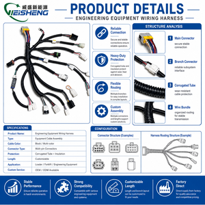 تجميعة أسلاك مخصصة لمعدات البناء، كابلات للودر والرافعة الشوكية، تصنيع حسب الطلب - Product Image 3