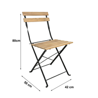 Modernes Outdoor-Bistro-Set mit Leichtgewicht-Klapptisch und 2 Klappstühlen aus Holzlatten für Garten/Terrasse/Esszimmer/Wohnzimmer