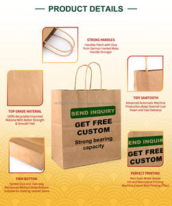ถุงกระดาษคราฟท์สีน้ำตาลพิมพ์ลายตามสั่ง รีไซเคิลได้ พร้อมหูหิ้ว สำหรับใช้ในงานแสดงสินค้า ซูเปอร์มาร์เก็ต ของขวัญ โปรโมชั่น มีตัวอย่างให้ฟรี - Product Image 2