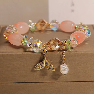 Bracelet en alliage de cristal style Mori simple et mignon en forme de queue de poisson pour petites filles, populaire en ligne, idéal pour petite amie - Product Image 2
