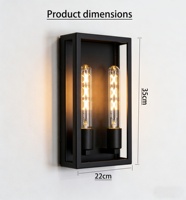 Applique murale LED moderne certifiée à 2 lumières pour extérieur, finition noire, étanche, pour décoration de jardin