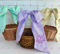 Monogramme vacances nouveau-né bébé Swaddle panier de Pâques Seersucker Sash personnalisé coton guirlande ceintures