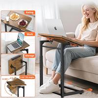 Escritorio Giratorio de Metal para Computadora/Laptop con Altura Ajustable, Mesa Auxiliar para Sala de Estar/Sofá, Modelo Minimalista en Forma de C, Calidad de Exportación