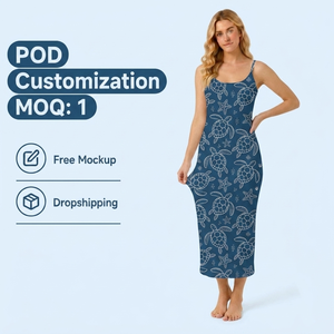 Sleeveless Form-Fitting Tank Nightdress Custom Printed Sublimation Women Sleepwear Dropshipping POD