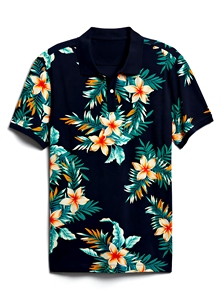 Polo à manches courtes pour homme, imprimé palmiers blancs et bleus, décontracté, respirant, 100% polyester tissé, imprimé numérique, coupe classique - Product Image 2