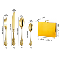 Ensemble de couverts de luxe en acier inoxydable baroque doré 24 pièces avec boîte cadeau, poli miroir, pour mariages, restaurants, cadeaux de Noël