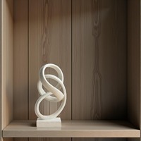 10 "Art Déco PVC Ruban Rond Sculpture Décorative Noeud Décor À La Maison Table Basse & Salle À Manger/Salon Décor De Bureau (Blanc)