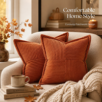 Housse de coussin carrée en velours côtelé multicolore pour canapé