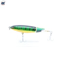 Leurre Popper 13,5g 10cm 8 Couleurs avec 2 Hameçons Tréillis Barbelés, Leurre de Pêche Rotatif en Plastique Type Hélice Tracteur, Leurre de Surface