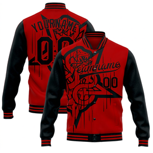Splendid Apparel Custom Red Black Varsity <b>Jacket</b> <b>Men</b> Plus Size Winter Wear Quick Dry <b>Letter</b> Print Polyester Front Logo Stand - Product Image 1
