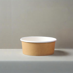 Bol en papier bicolore à prix de gros pour salades et plats à emporter, contenant alimentaire rond avec couvercle - Product Image 2