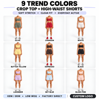Ensemble de sport respirant et à séchage rapide pour femmes GM avec logo personnalisé, soutien-gorge de sport sans couture, short, vêtements de sport, tenue de yoga taille haute