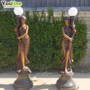 ラージキャストブロンズエレガントな女性ランプポスト像 - Product Image 5