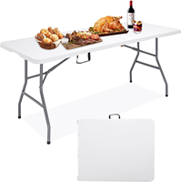 Table pliante rectangulaire en plastique blanche légère et portable de 6 pieds pour salle de sport, banquet, restauration, salle à manger et camping