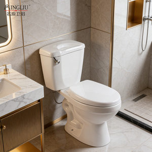 WC in <span class=keywords><strong>Ceramica</strong></span> Moderno a Due Pezzi, Allungato, con Scarico Sifonico a Doppio Flusso, Montaggio a Pavimento, per Bagno/Lavabo, Prodotto in Cina - Product Image 1