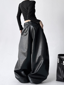 <span class=keywords><strong>Pantalon</strong></span> en <span class=keywords><strong>cuir</strong></span> PU noir sur mesure pour <span class=keywords><strong>femme</strong></span>, <span class=keywords><strong>pantalon</strong></span> <span class=keywords><strong>large</strong></span> et ample en <span class=keywords><strong>cuir</strong></span> épais pour <span class=keywords><strong>femme</strong></span>, fabricant - Product Image 4