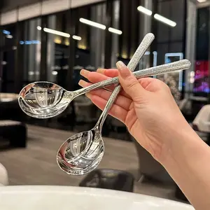 Colher de sopa de aço inoxidável para restaurante e hotel, utensílios de mesa com cabo longo, design mais recente