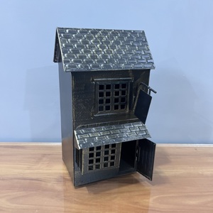 Casa para pájaros de metal, decoración de mesa, decoración del hogar, estilo industrial, forma rectangular, decoración de jardín para todas las estaciones - Product Image 2