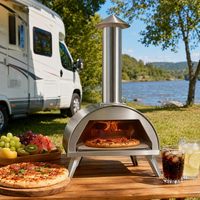 Barbecue portable pliable de haute qualité au feu de bois avec un excellent contrôle de la température, four à pizza en acier inoxydable pour le camping