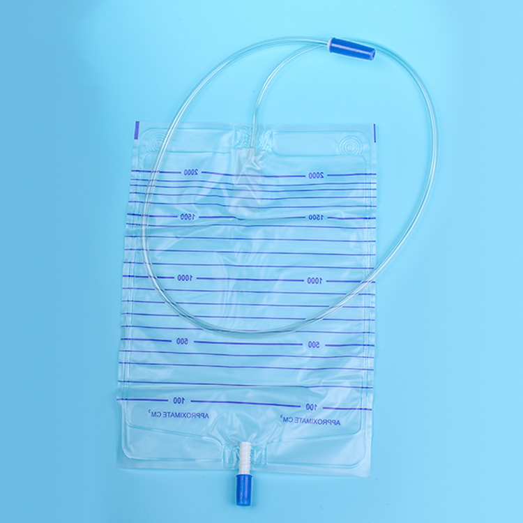 Bolsa de orina médica desechable quirúrgica de 2000 ml para uso hospitalario Bolsa de drenaje de orina desechable