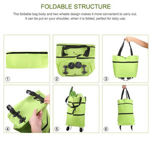 Sac de courses pliable pratique en tissu Oxford avec roulettes, grande capacité, imperméable, pour usage quotidien - Product Image 6