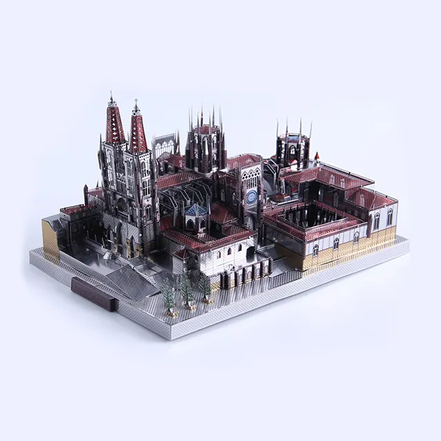 スペインブルゴス大聖堂建築3DメタルパズルDIY組み立てモデルキットレーザーカットジグソーおもちゃ