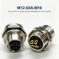 M12-S4S-M16 4-poliger M12 Rundstecker IP67 Wasserdicht 12A 630V Rückseitige Installation Buchsenanschluss Geschweißter Automatisierungs-Sensorkabel-Steckverbinder