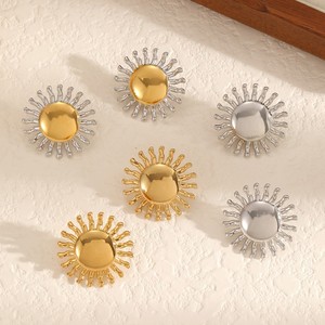Sun Shaped Stainless Steel <b>Stud</b> Earrings 18k Gold Plated <b>Titanium</b> Steel Fashion Jewelry For Women Geometric Design - Product Image 1