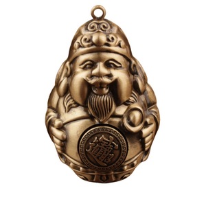 Pendentif en laiton God of Wealth, breloque à thème avec visage souriant, pour décoration intérieure et cadeau - Product Image 5